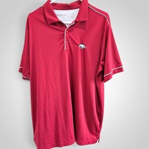 Antigua Arkansas Razorbacks Polo Shirt Men XL Red Embroid NCAA Performance